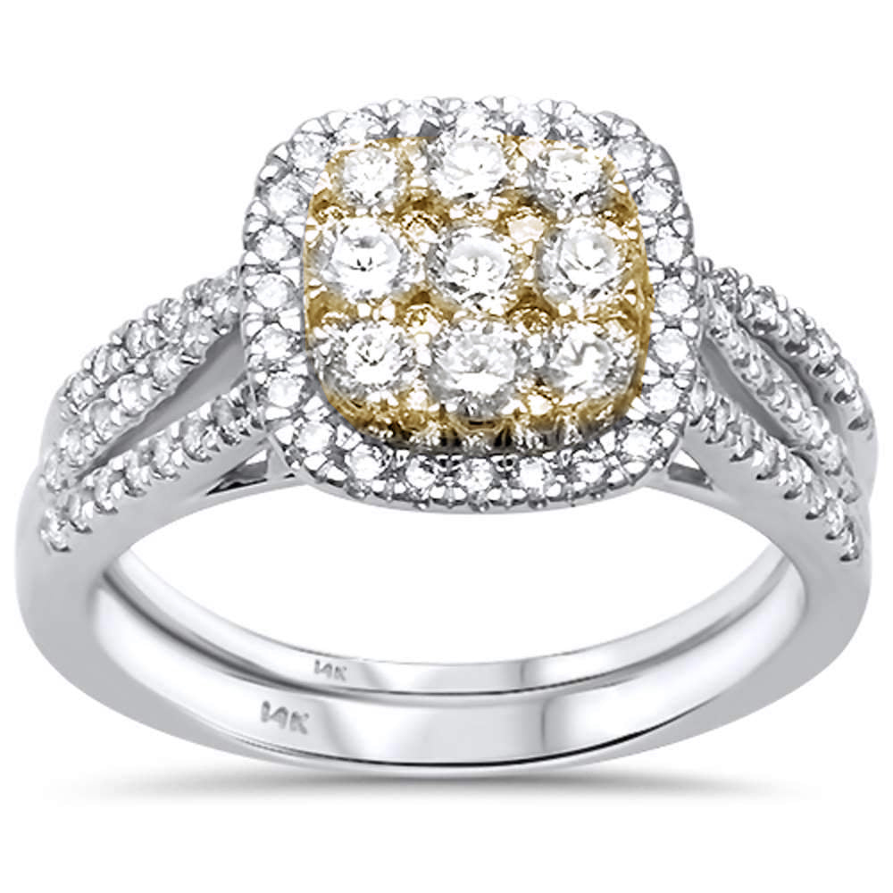 ''SPECIAL!1.02ct 14ktTwo Tone Gold DIAMOND Engagement Wedding Ring Bridal Set 6.5''