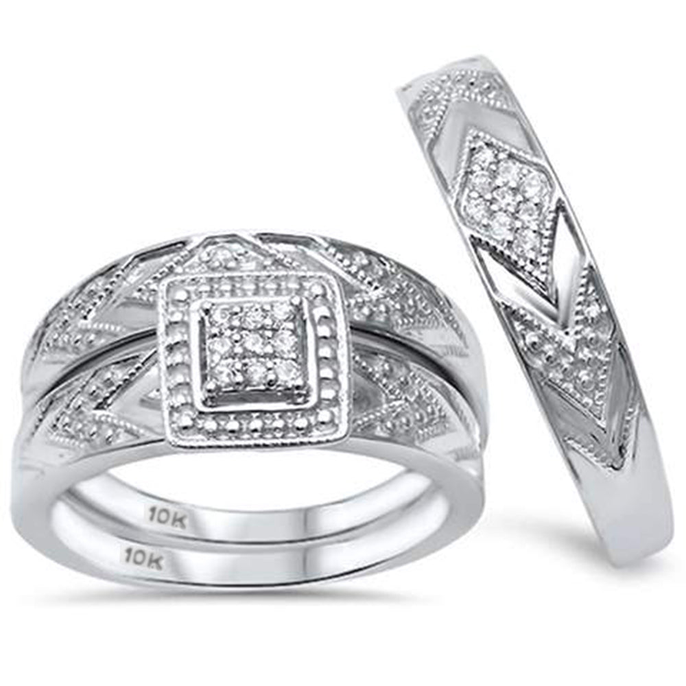''SPECIAL!.17ct G SI 10kt White Gold His and Hers Diamond RING Matching Set''