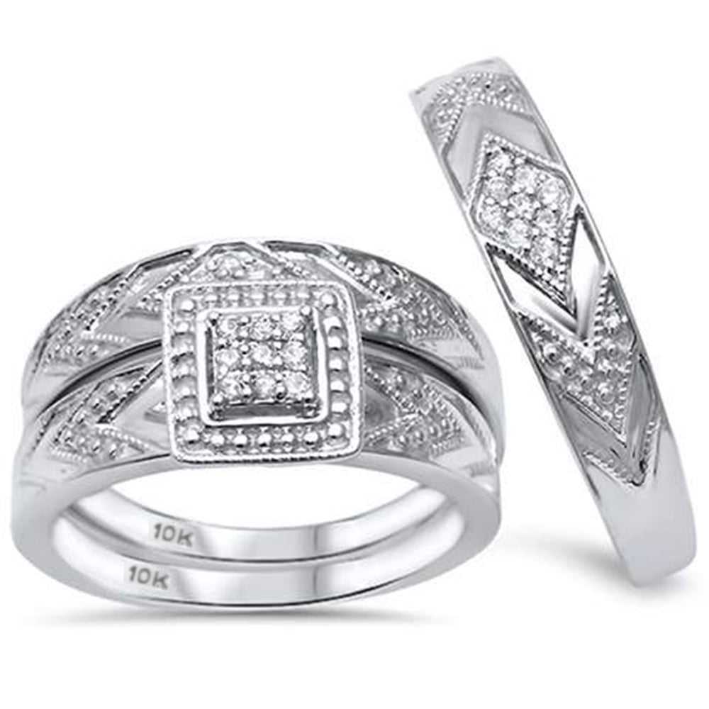 ''SPECIAL!.17ct G SI 10kt White Gold His and Hers DIAMOND Ring Matching Set''