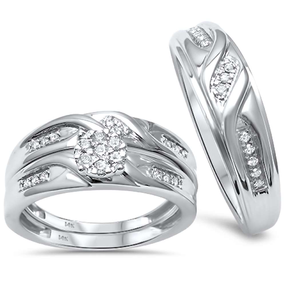 ''SPECIAL!.27ct G SI 14kt White Gold His and Hers DIAMOND Ring Matching Set''