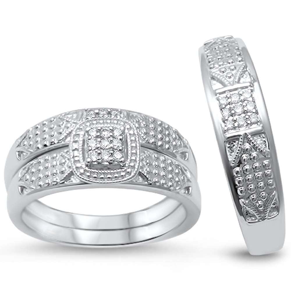 ''SPECIAL! .18ct G SI 10kt White GOLD His and Hers Diamond Ring Matching Set''