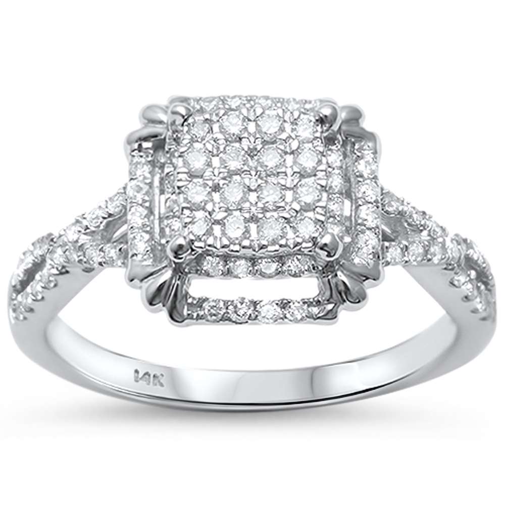 ''SPECIAL! .42ct G SI 14kt White Gold Square Diamond Engagement RING Size 6.5''