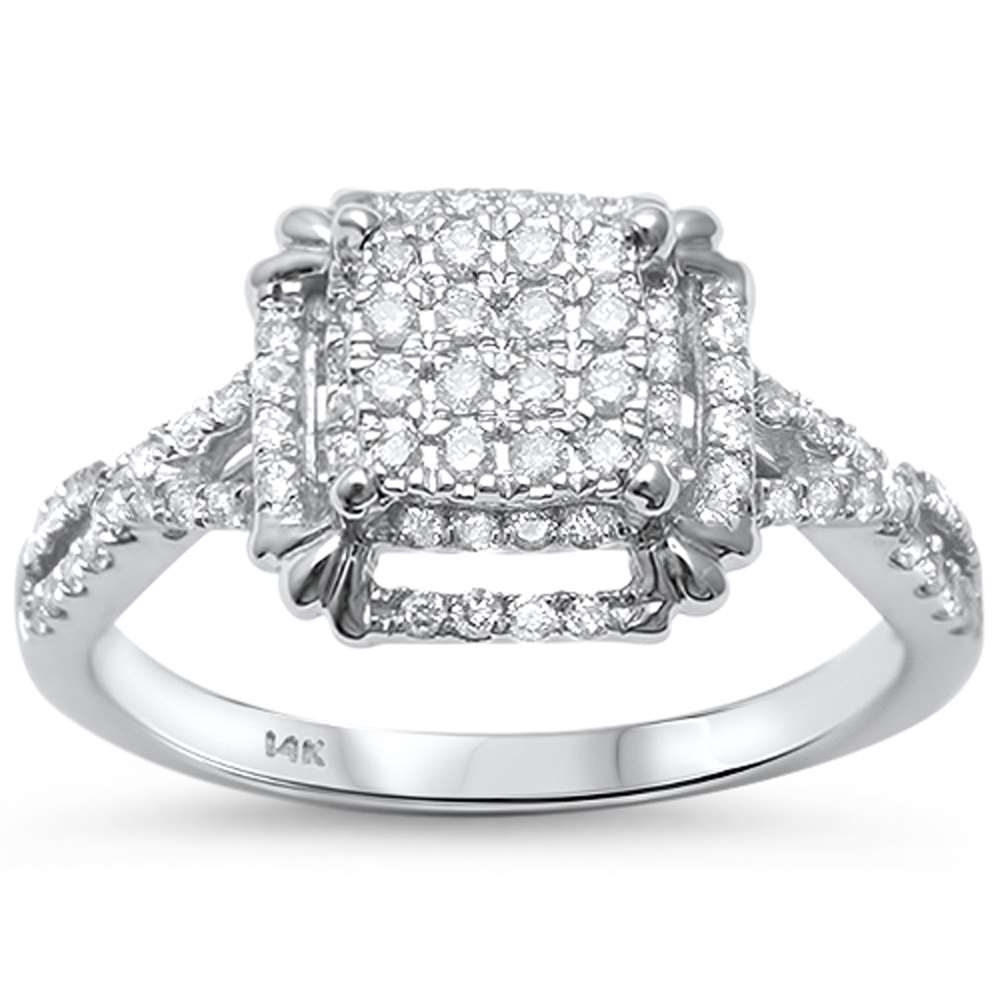 ''SPECIAL! .42ct G SI 14kt White Gold Square DIAMOND Engagement Ring Size 6.5''