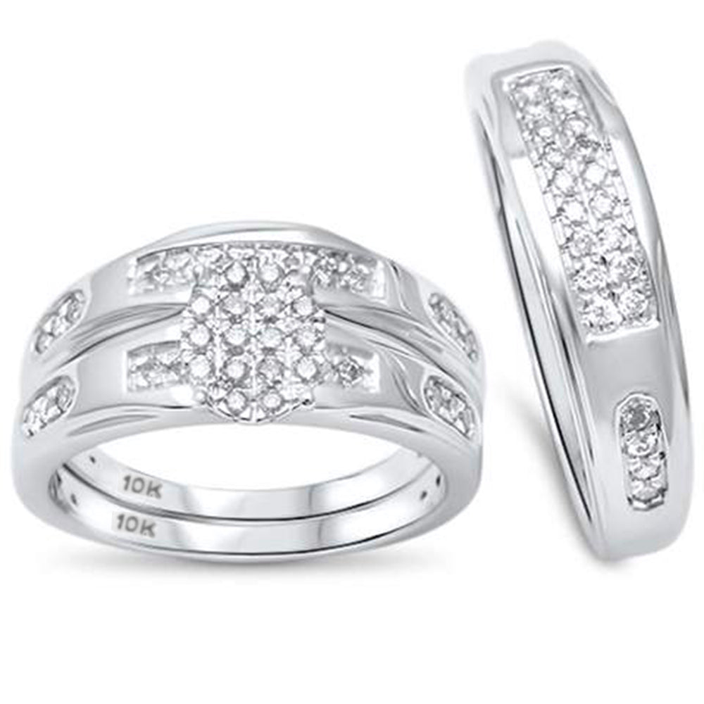 ''SPECIAL!.51ct F SI 10kt White Gold His and Hers DIAMOND Ring Matching Set''