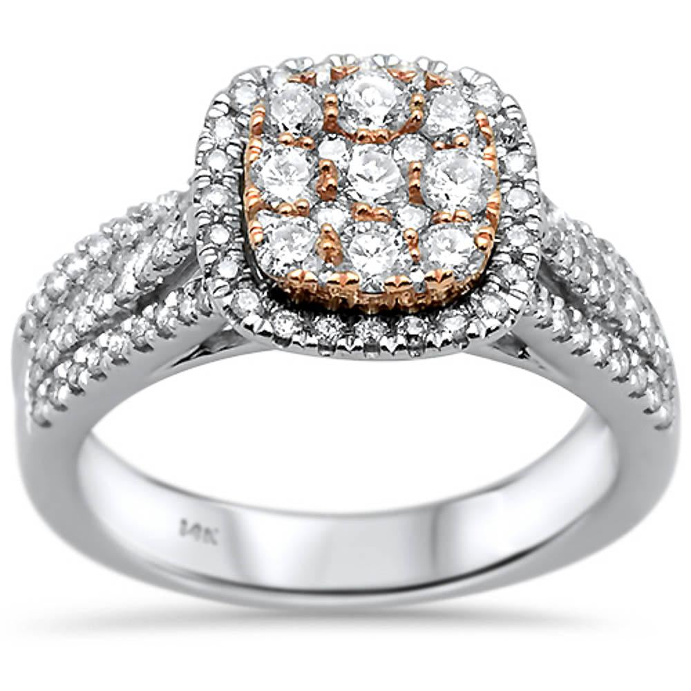 ''SPECIAL!1.09ct 14k Two Tone Square Engagement DIAMOND Rinze 6.5''