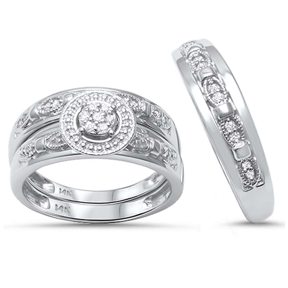 ''SPECIAL! .18ct G SI 14kt White GOLD His and Hers Diamond Ring Matching Bridal Set''