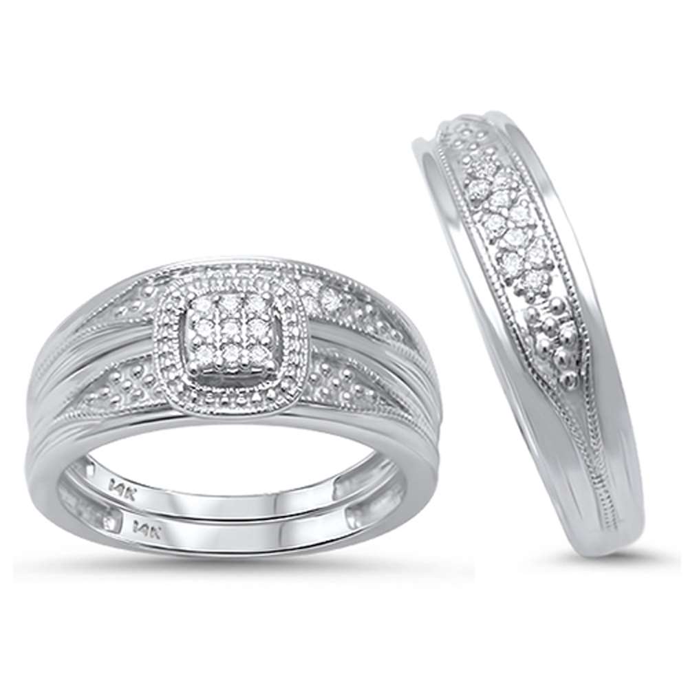 ''SPECIAL!.18ct G SI 14kt White Gold His and Hers Diamond RING Matching Bridal Set''