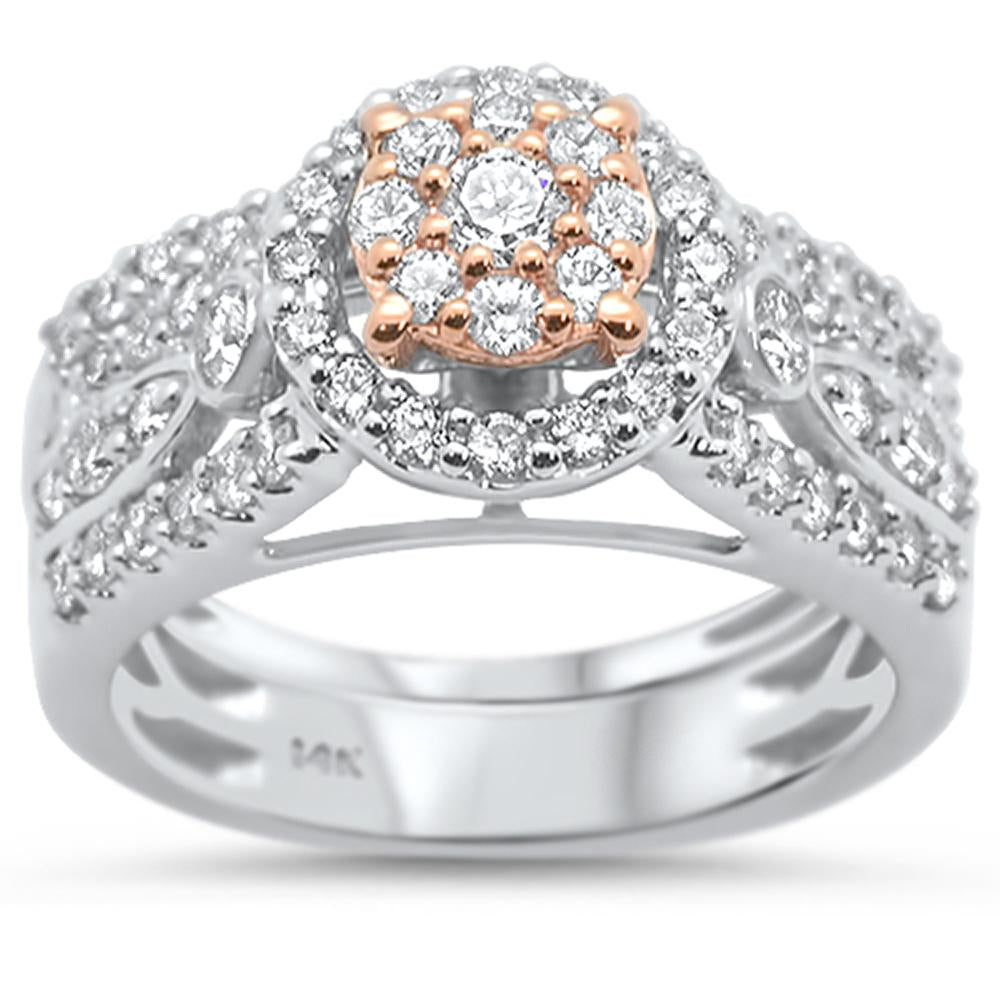 ''SPECIAL!1.23ct 14k Two tone GOLD Round Diamond Engagement Bridal Set Ring Size 6.5''