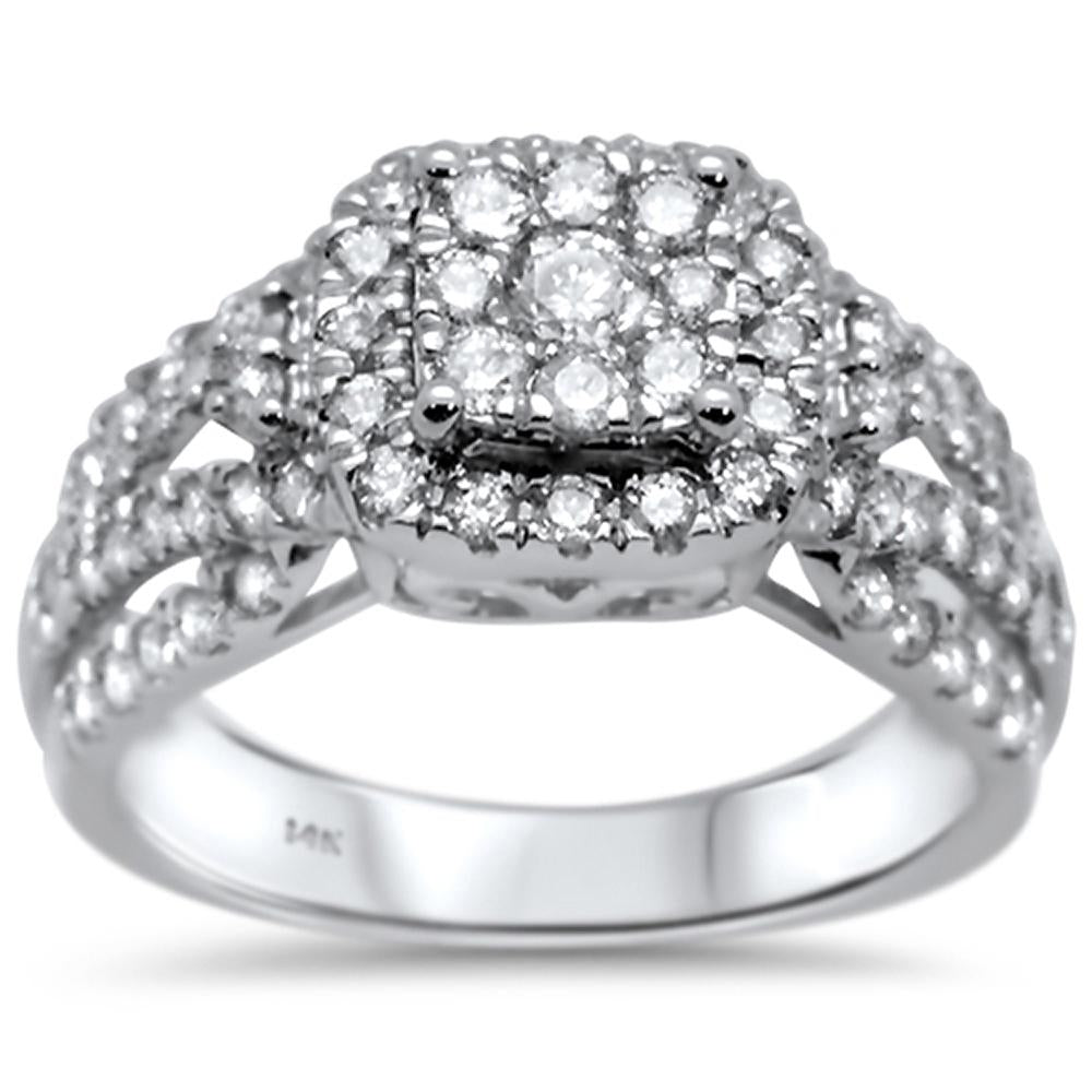.99ct 14k White Gold Square Diamond Engagement RING Size 6.5