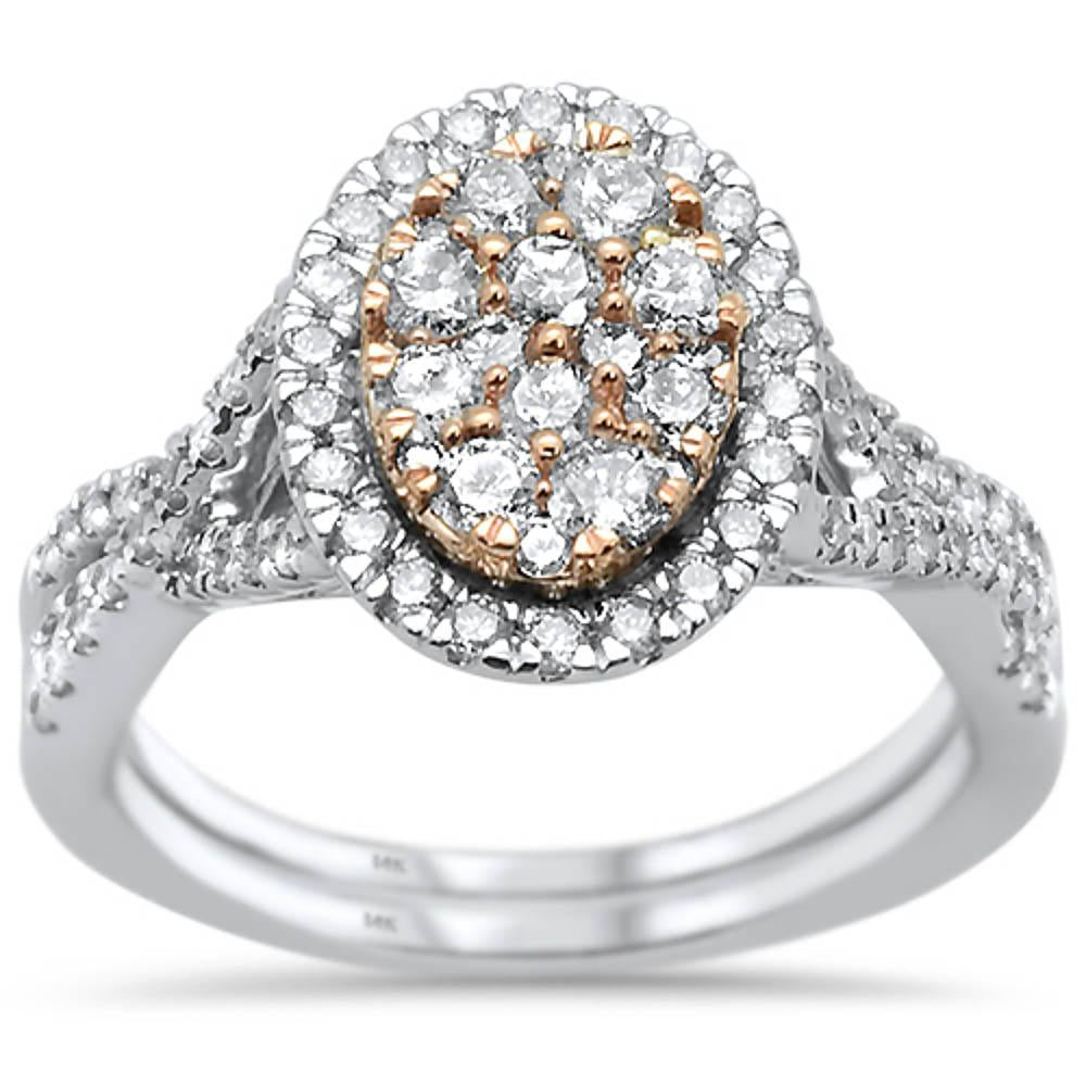 ''SPECIAL!.98ct 14k Two Tone Oval DIAMOND Engagement Rinze 6.5''