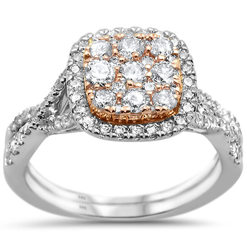 ''SPECIAL!1.01ct 14k Two Tone GOLD Square Diamond Engagement Wedding Ring Size 6.5''