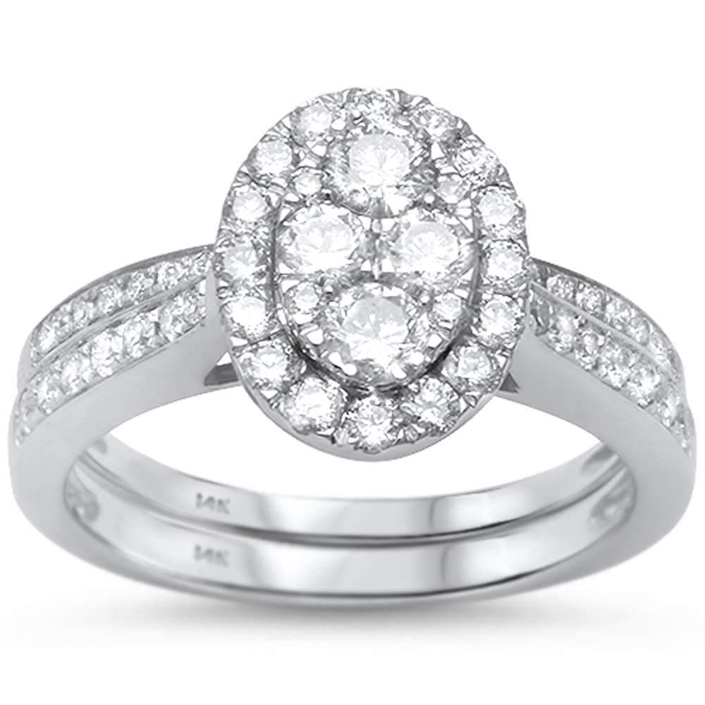 ''SPECIAL!.98ct 14k White GOLD Diamond Engagement Wedding Ring Bridal Set Size 6.5''