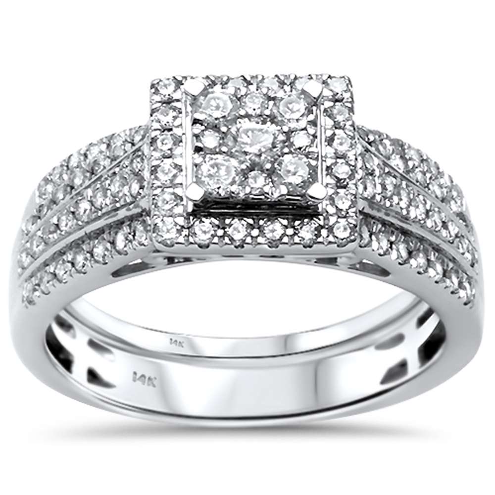 ''SPECIAL!.77ct G SI 14kt White Gold Princess DIAMOND Engagement Bridal Set Ring Size 6.5''