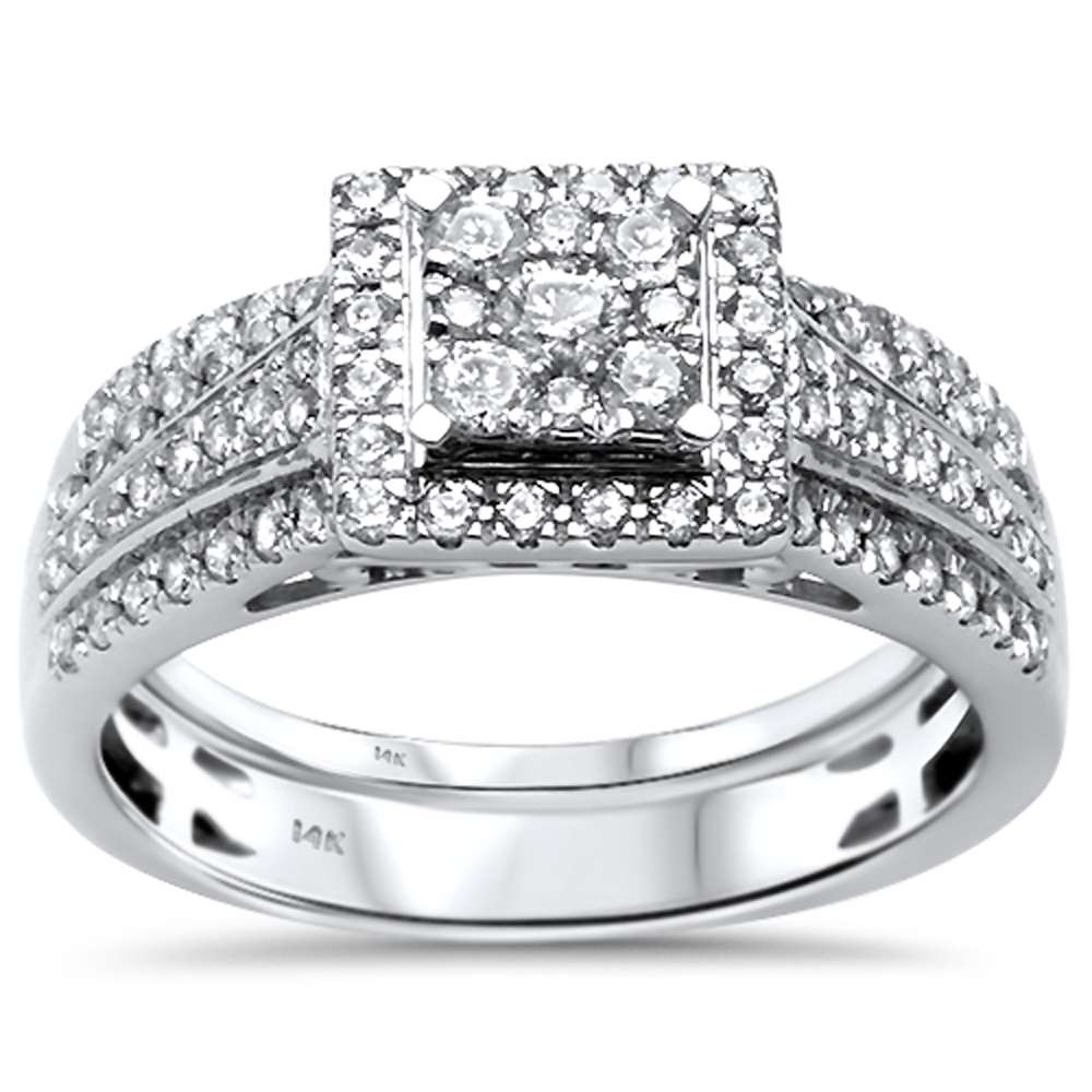 ''SPECIAL!.77ct G SI 14kt White GOLD Princess Diamond Engagement Bridal Set Ring Size 6.5''