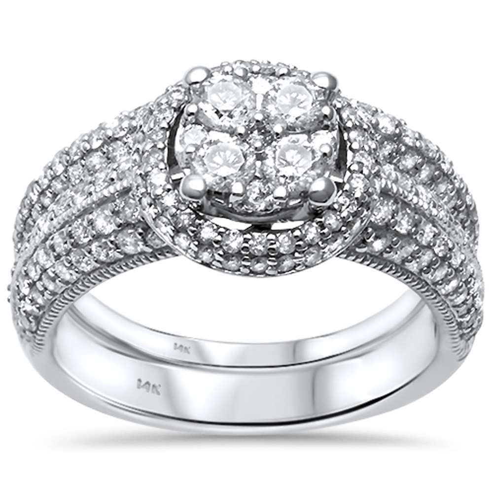 ''SPECIAL!1.47ct G SI 14kt White GOLD Round Diamond Engagement Bridal Ring Set Size 6.5''