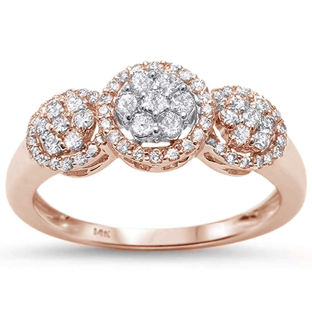 .51cts 14k Rose GOLD Diamond Three Stone Engagement Ring Size 6.5