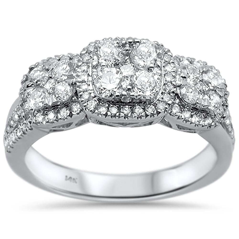 ''SPECIAL!.89ct 14k White GOLD Three Stone Anniversary Diamond Ring Size 6.5''