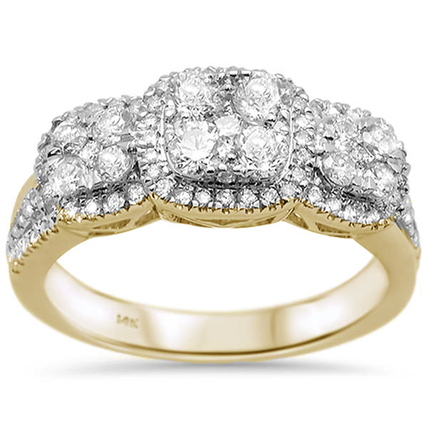 ''SPECIAL!.92ct 14k Yellow Gold Three Stone Anniversary Diamond RING Size 6.5''
