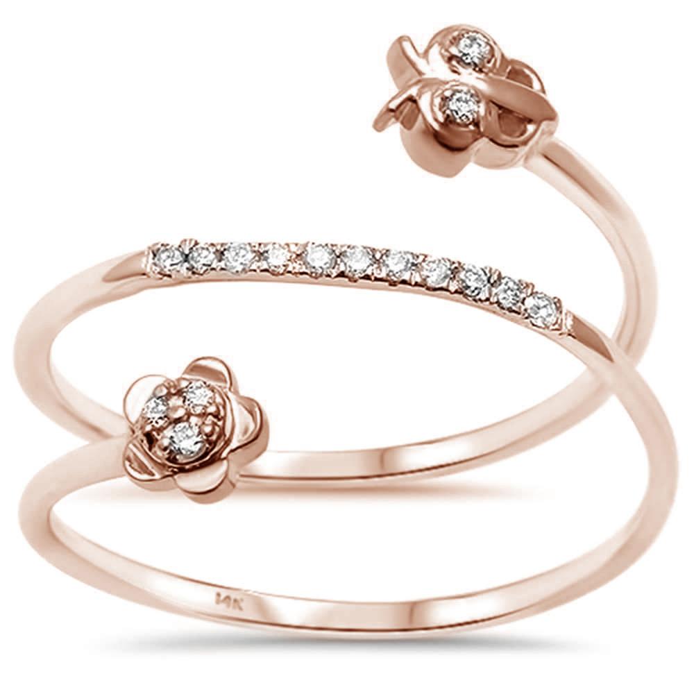 .07ct 14k Rose GOLD Diamond Wrap Around Trendy Ring Size 6.5