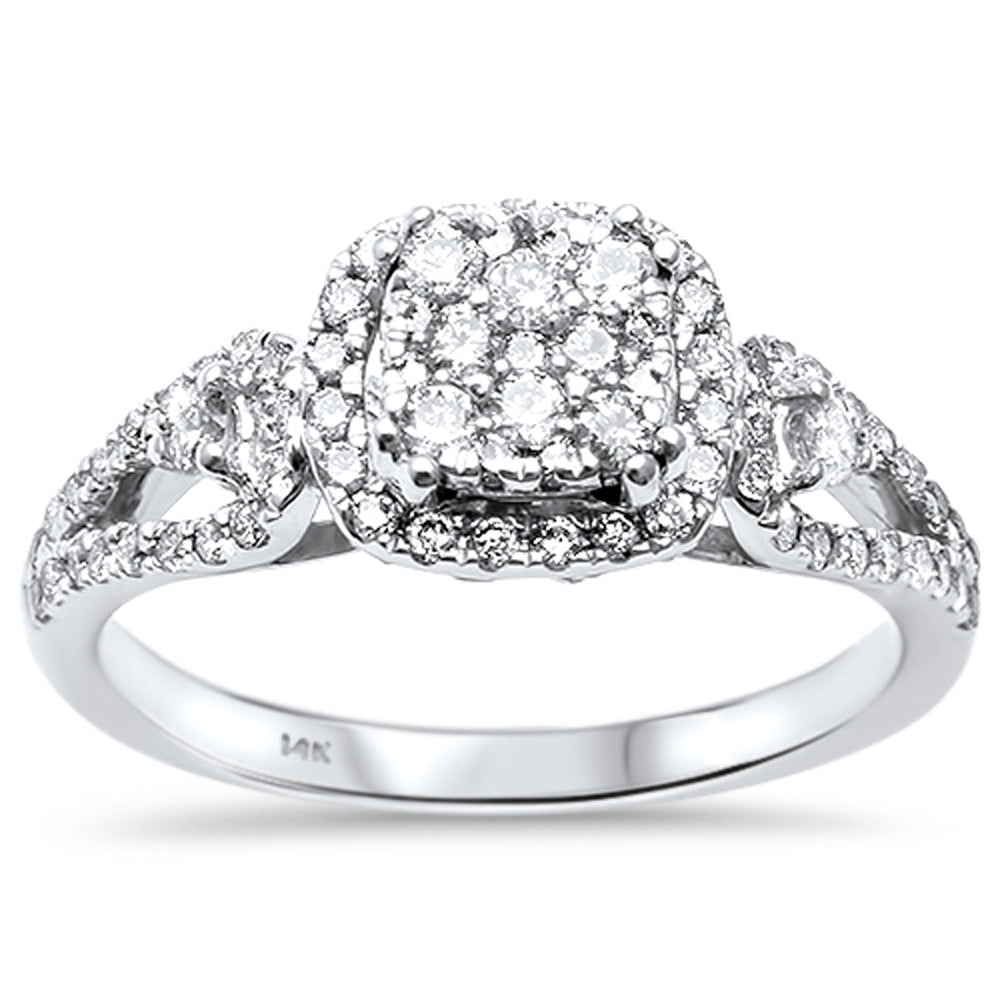 .66ct 14kt White Gold Square Engagement Wedding Diamond RING Size 6.5