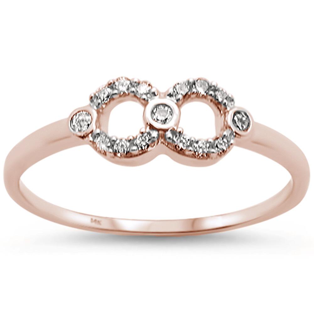 .11ct 14k Rose Gold DIAMOND Heart Infinity Love Ring Size 6.5