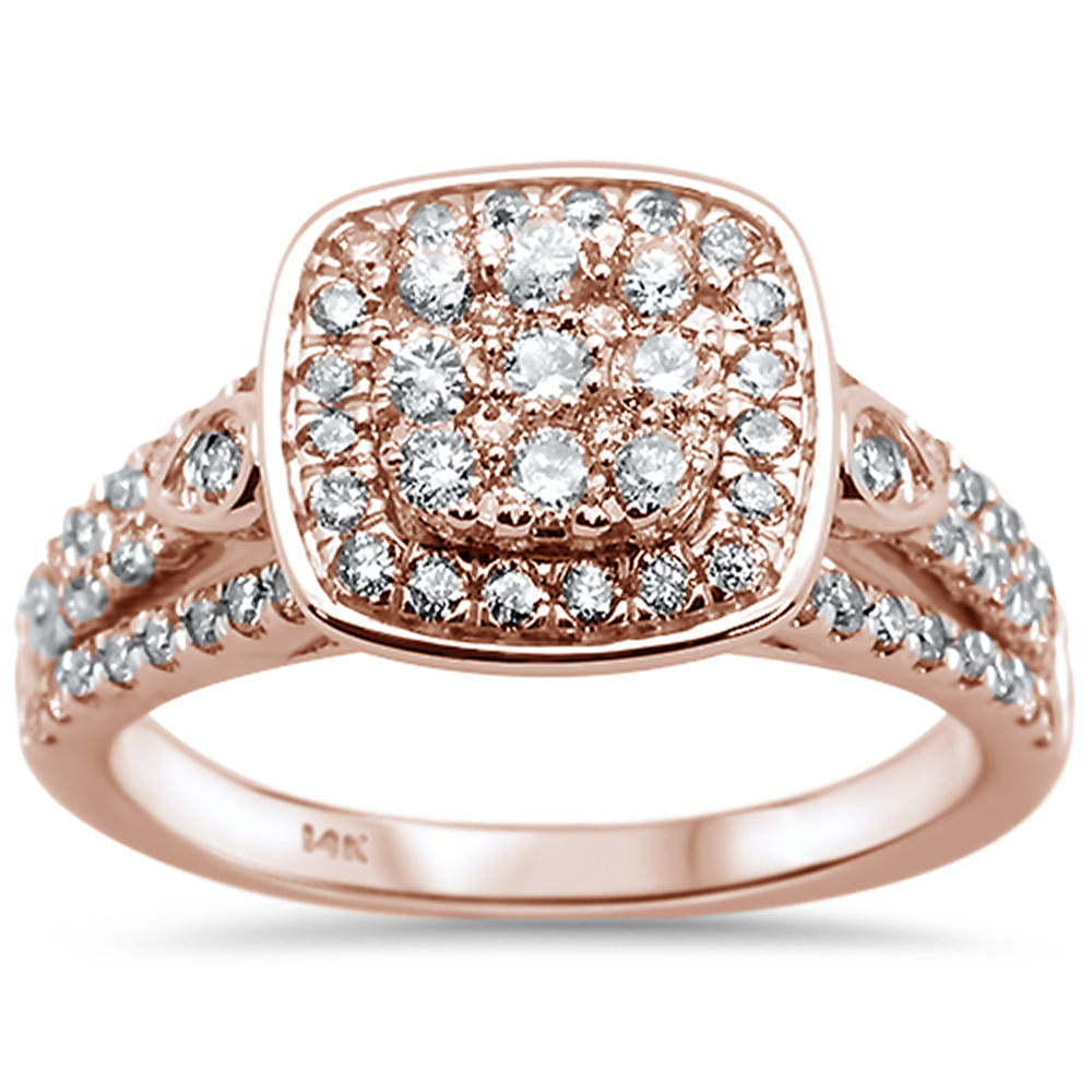 ''SPECIAL!.99ct 14k Rose Gold Square DIAMOND Engagement Ring Bridal Set Size 6.5''