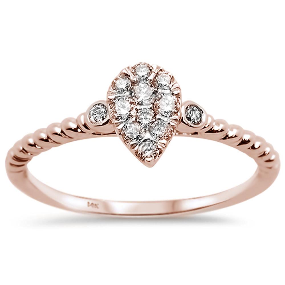 .24ct 14k Rose GOLD Pear Shape Diamond Solitaire Promise Ring Size 6.5