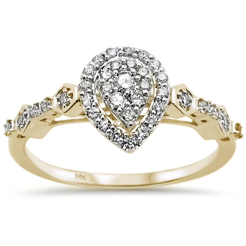 .31ct 14k Yellow Gold Pear Shaped Diamond Engagement Wedding RING Size 6.5