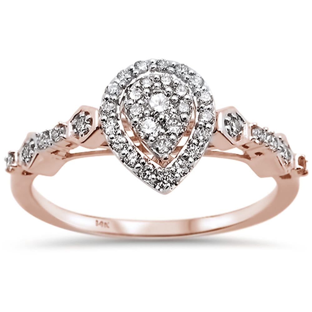 .34ct 14k Pear Shaped Rose Gold Diamond Engagement Wedding RING Size 6.5
