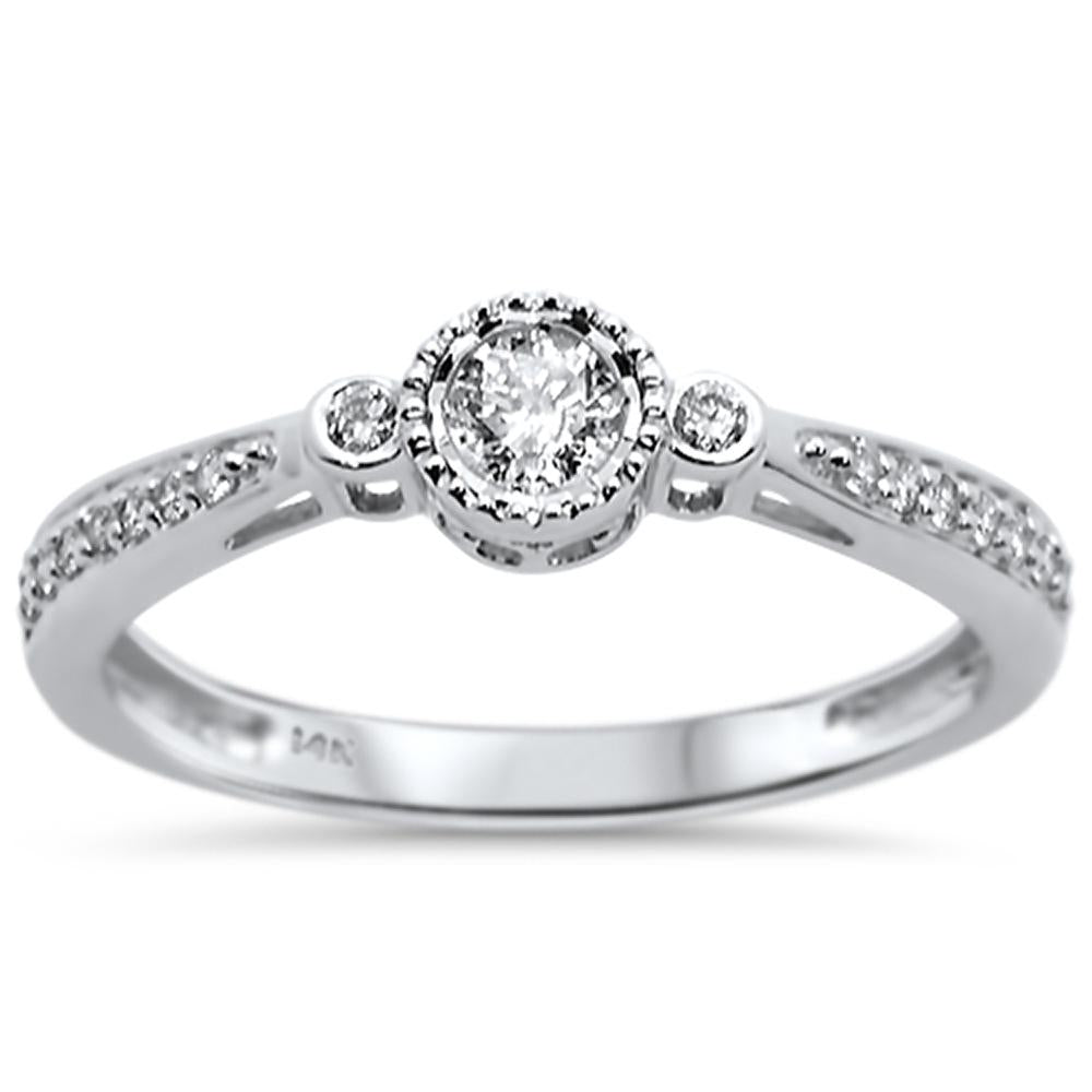 .26ct 14k White GOLD Round Diamond Solitaire Promise Ring Size 6.5