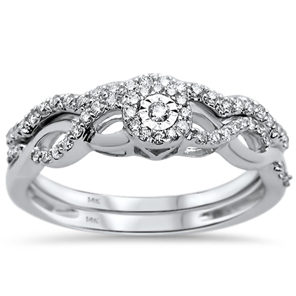 ''SPECIAL!.31ct 14k White GOLD Diamond Infinity Band Engagement Bridal Set Size 6.5''