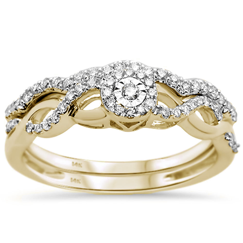 ''SPECIAL!.31ct 14k Yellow GOLD Diamond Infinity Band Engagement Bridal Set Size 6.5''