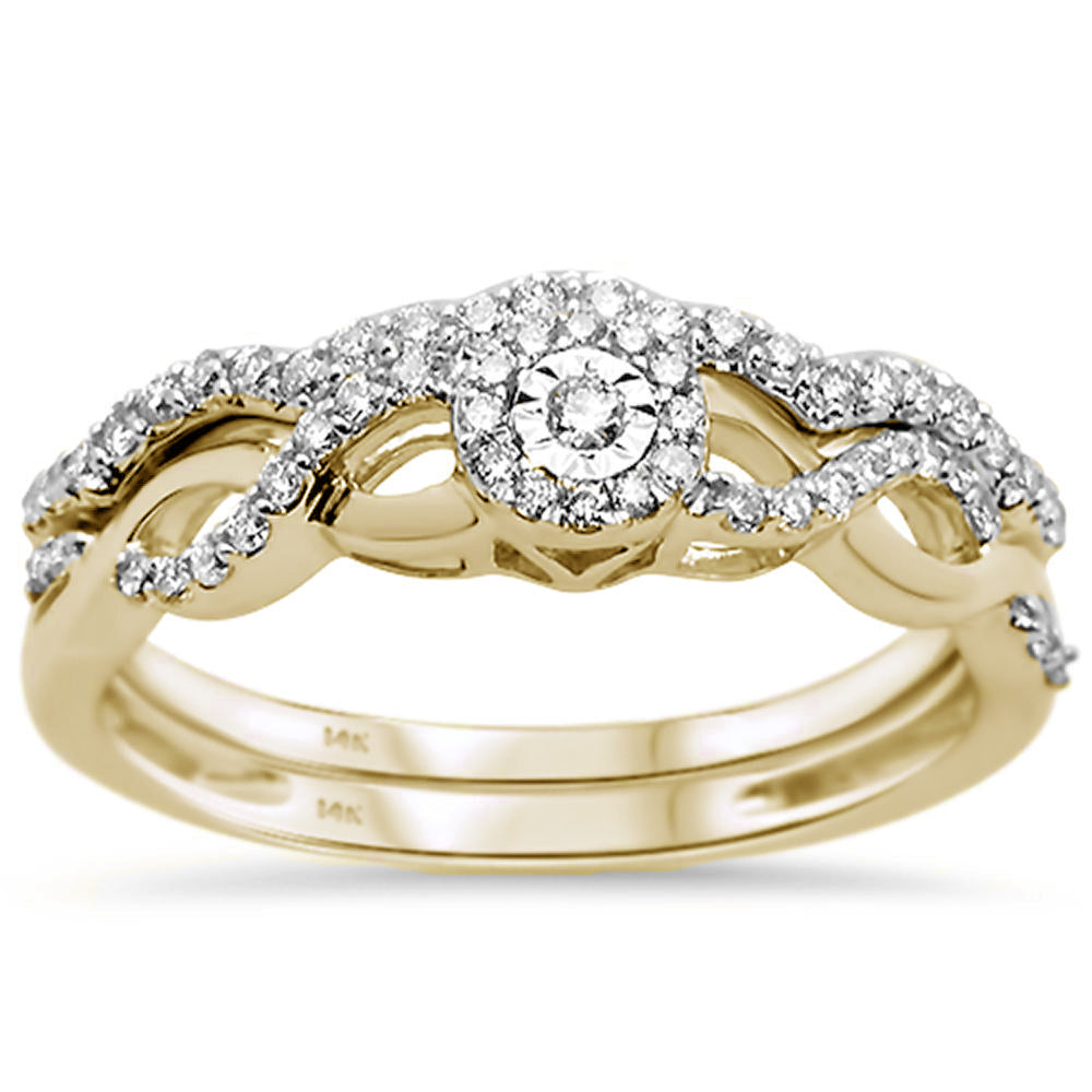 ''SPECIAL!.31ct 14k Yellow Gold DIAMOND Infinity Band Engagement Bridal Set Size 6.5''