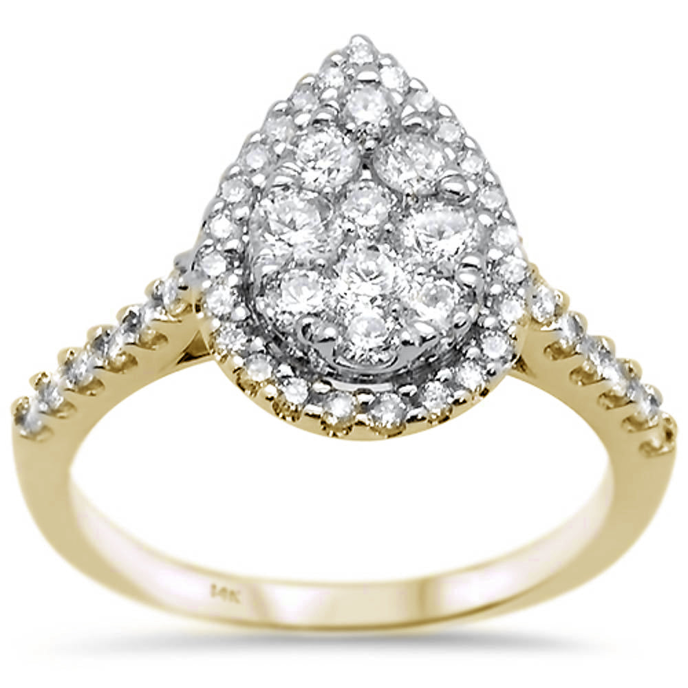 ''SPECIAL!1.03ct 14k Yellow Gold Pear Cut DIAMOND Engagement Wedding Ring Size 6.5''