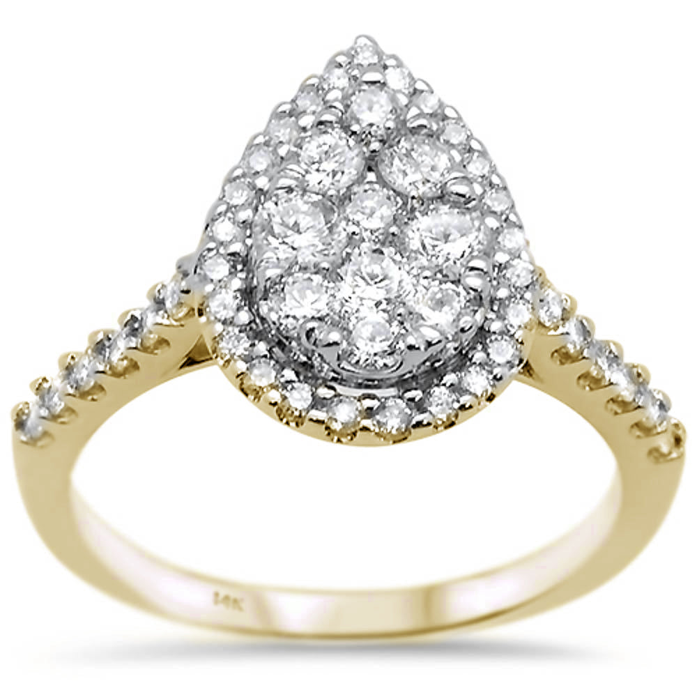 ''SPECIAL!1.03ct 14k Yellow GOLD Pear Cut Diamond Engagement Wedding Ring Size 6.5''