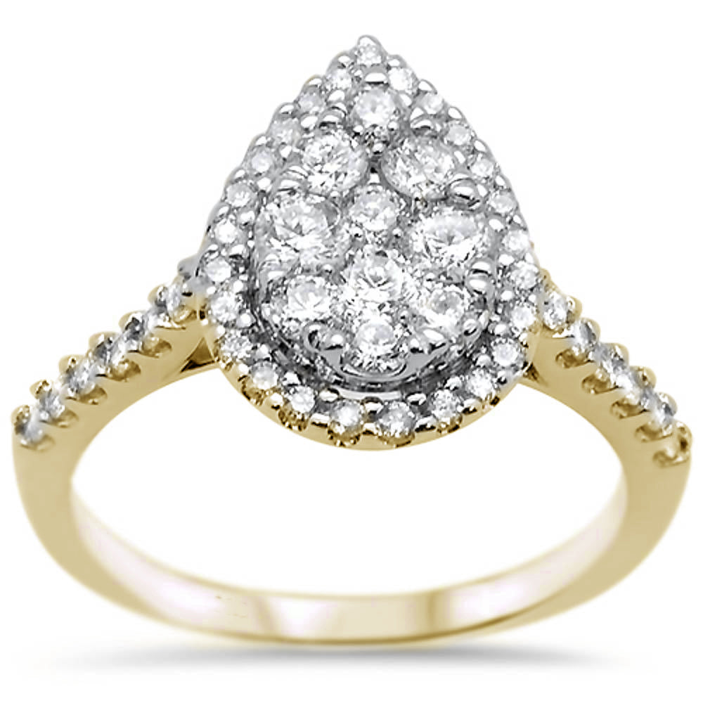 ''SPECIAL! .98ct 10k Yellow Gold Pear Cut Diamond Engagement Wedding RING Size 6.5''