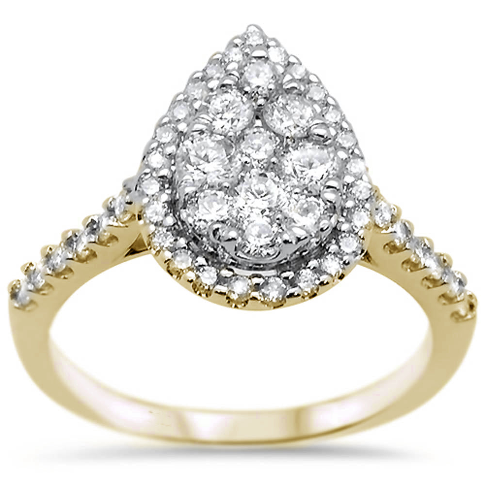 ''SPECIAL! .98ct 10k Yellow Gold Pear Cut Diamond Engagement WEDDING Ring Size 6.5''