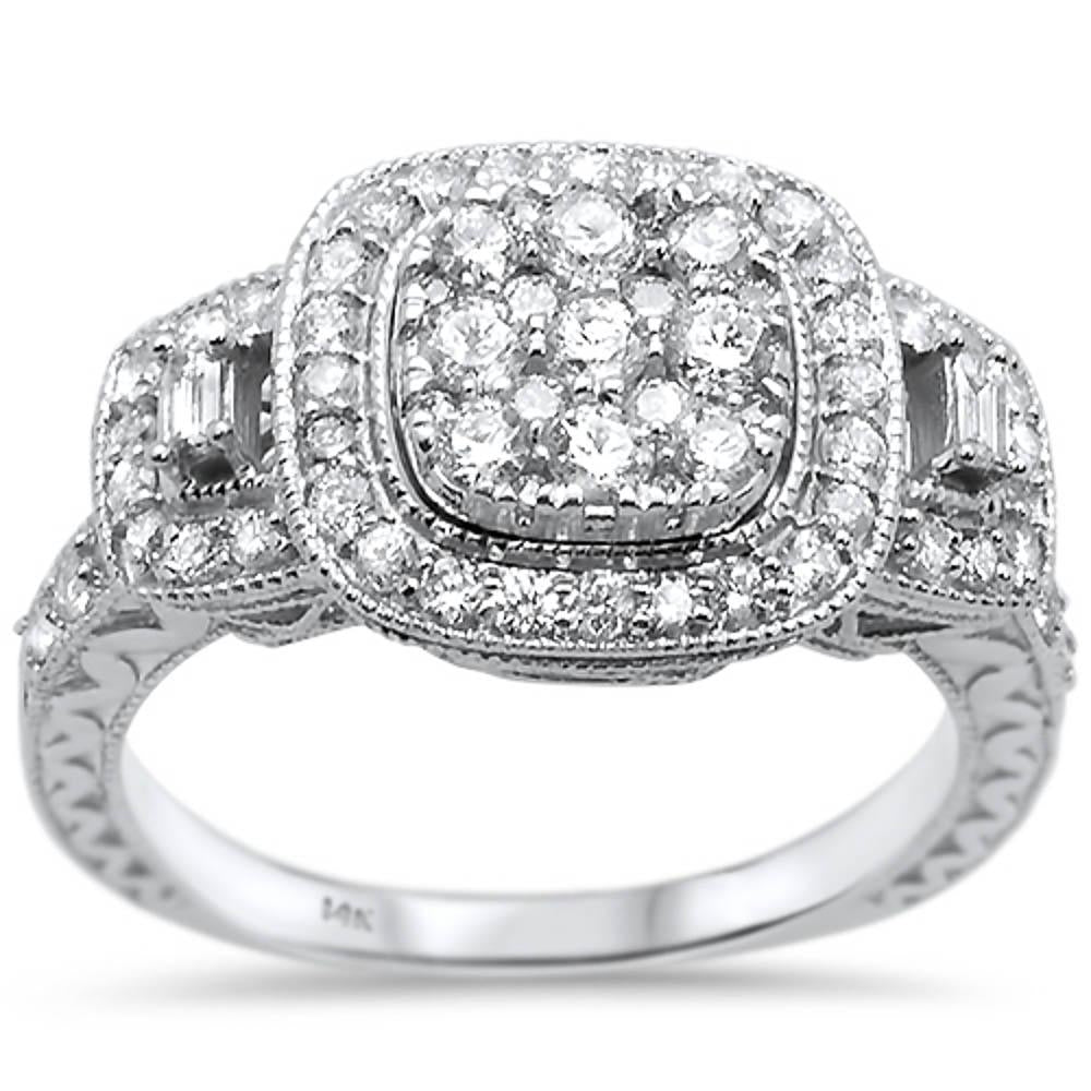 ''SPECIAL!.99ct 14k White GOLD Diamond Antique Reproduction Engagement Rinze 6.5''