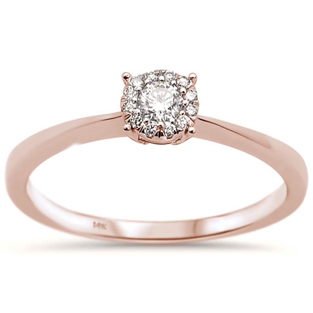 .15ct 14k Rose GOLD Diamond Promise Engagement Ring Size 6.5