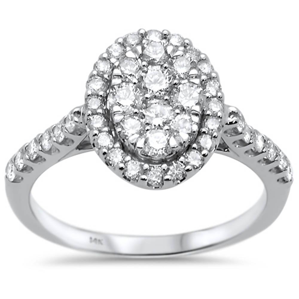 ''SPECIAL! .96ct 14k White Gold Oval Diamond RING Size 6.5''