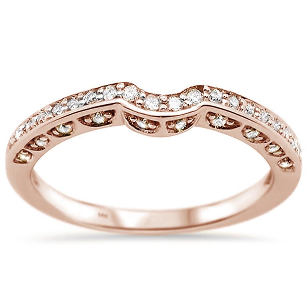 .20ct 14k Rose Gold DIAMOND Curved Accent Anniversary Wedding Band Ring