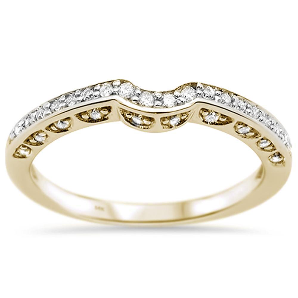 .20ct 14k Yellow Gold Diamond Curved Accent Anniversary Wedding Band RING