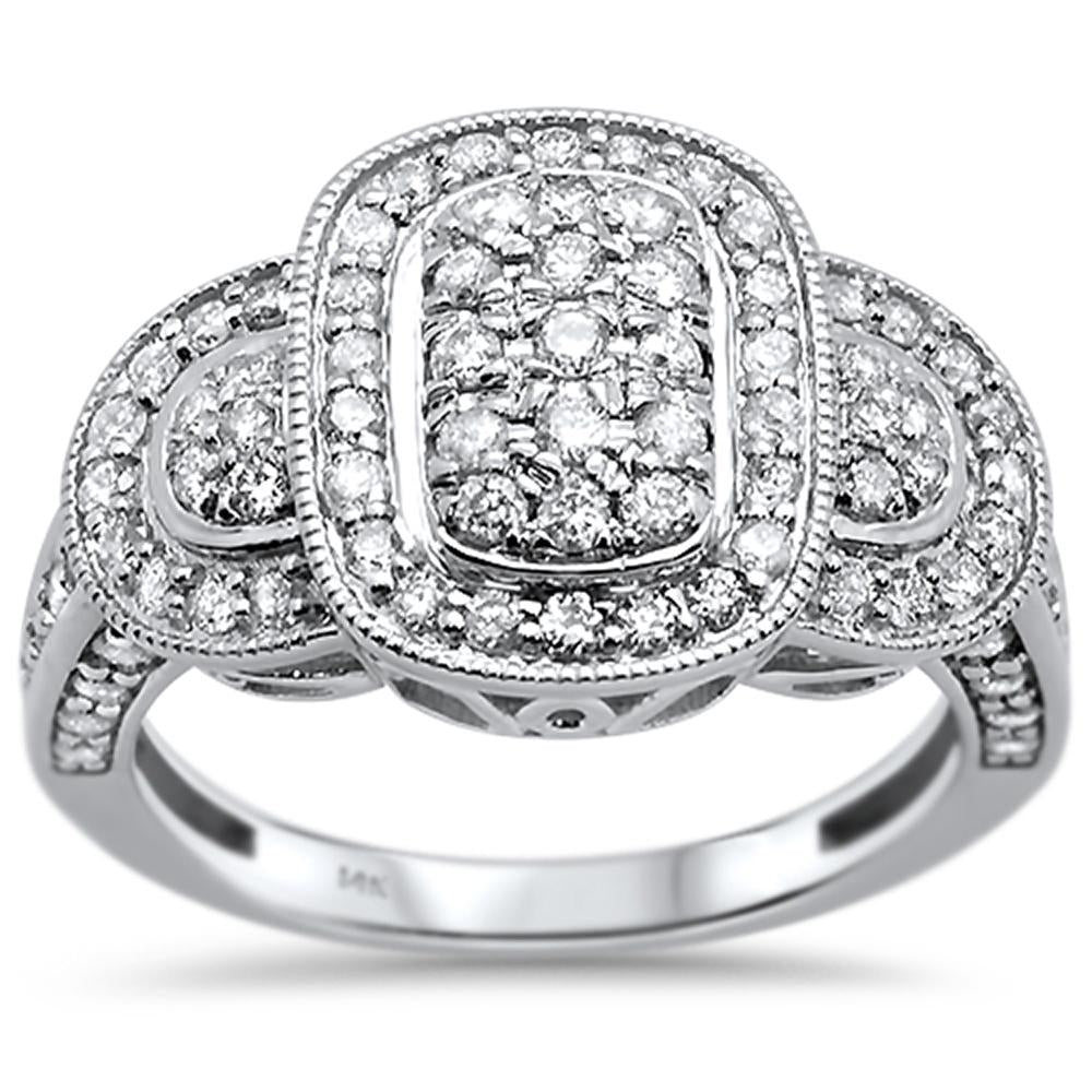 ''SPECIAL!.92ct 14k White GOLD Antique Style Three Stone Diamond Ring Size 6.5''