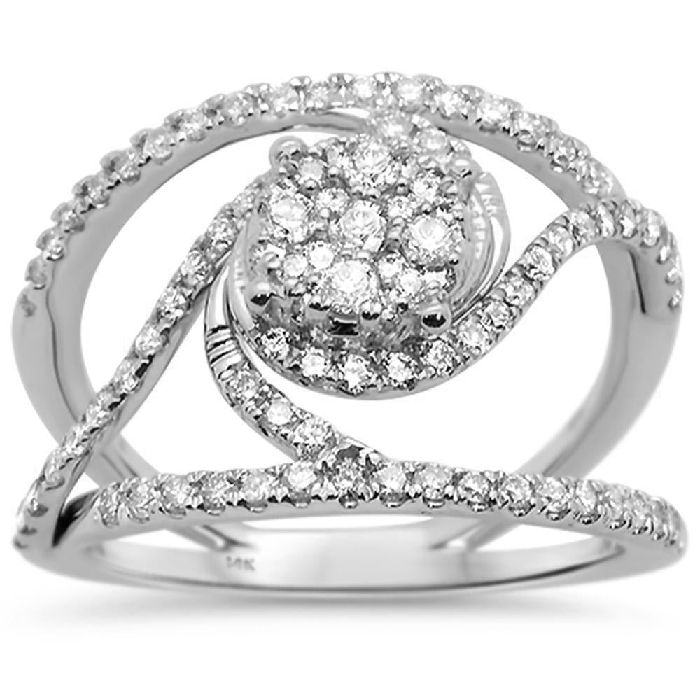 ''SPECIAL!.90ct 14k White GOLD Designer Diamond Band Ring Size 6.5''
