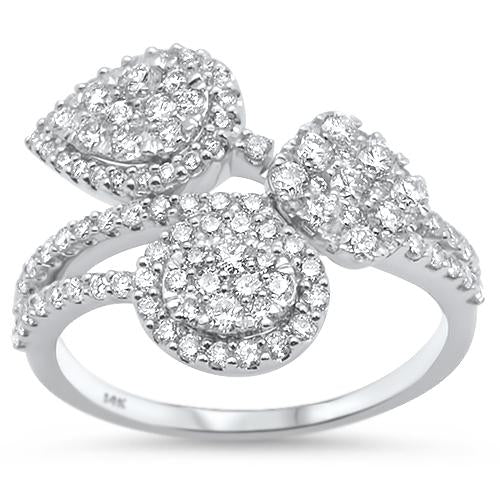 ''SPECIAL!1.10ct 14k White Gold DIAMOND Fashion Statement Trendy Ring Size 6.5''