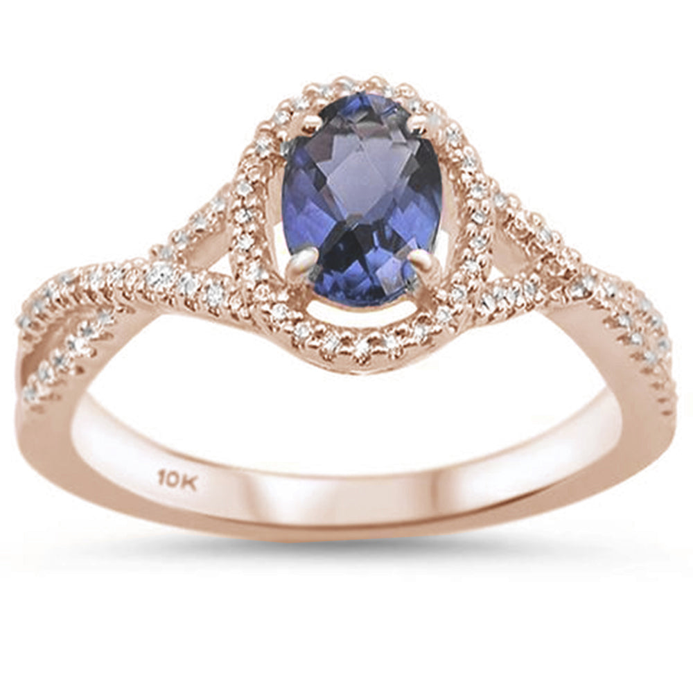 .79ct 10K Rose Gold Natural Tanzanite & DIAMOND Ring Size 6.5