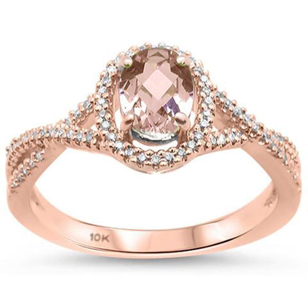 .74ct 10K Rose Gold Natural Morganite & Diamond RING