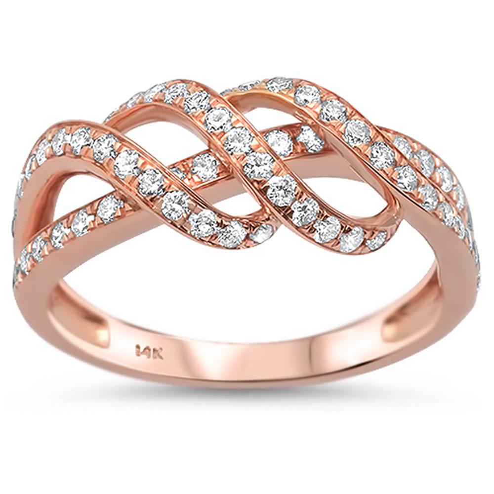 ''SPECIAL!.64cts 14k Rose Gold Modern Diamond Wedding Band Fine RING Size 6.5''