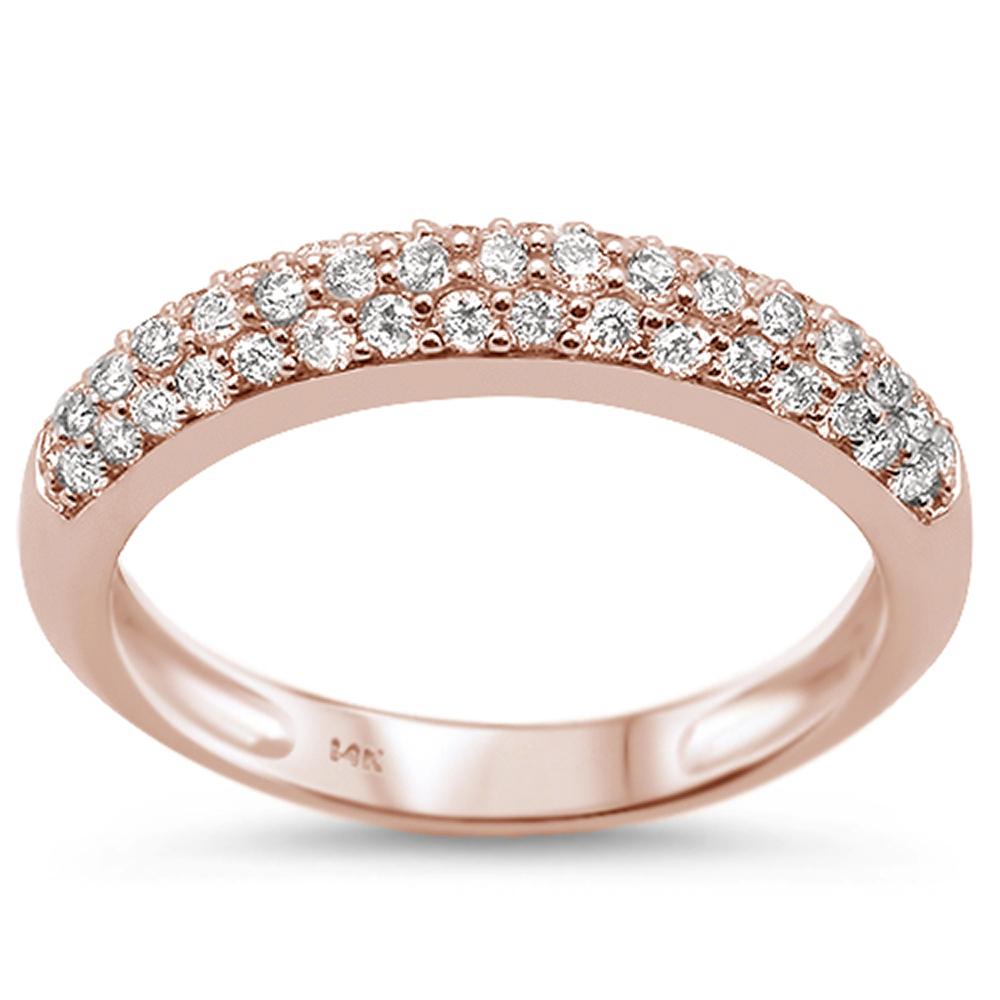 .54cts 14k Rose GOLD Wedding Anniversary Pave Set Diamond Ring Size 6.5