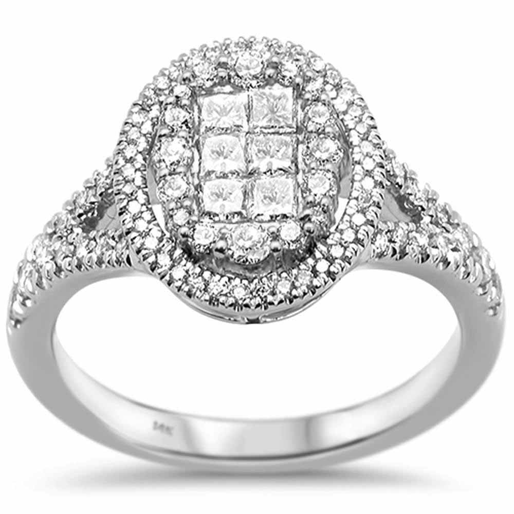 ''SPECIAL!.95ct 14k White Gold DIAMOND Oval Engagement Ring Size 6.5''